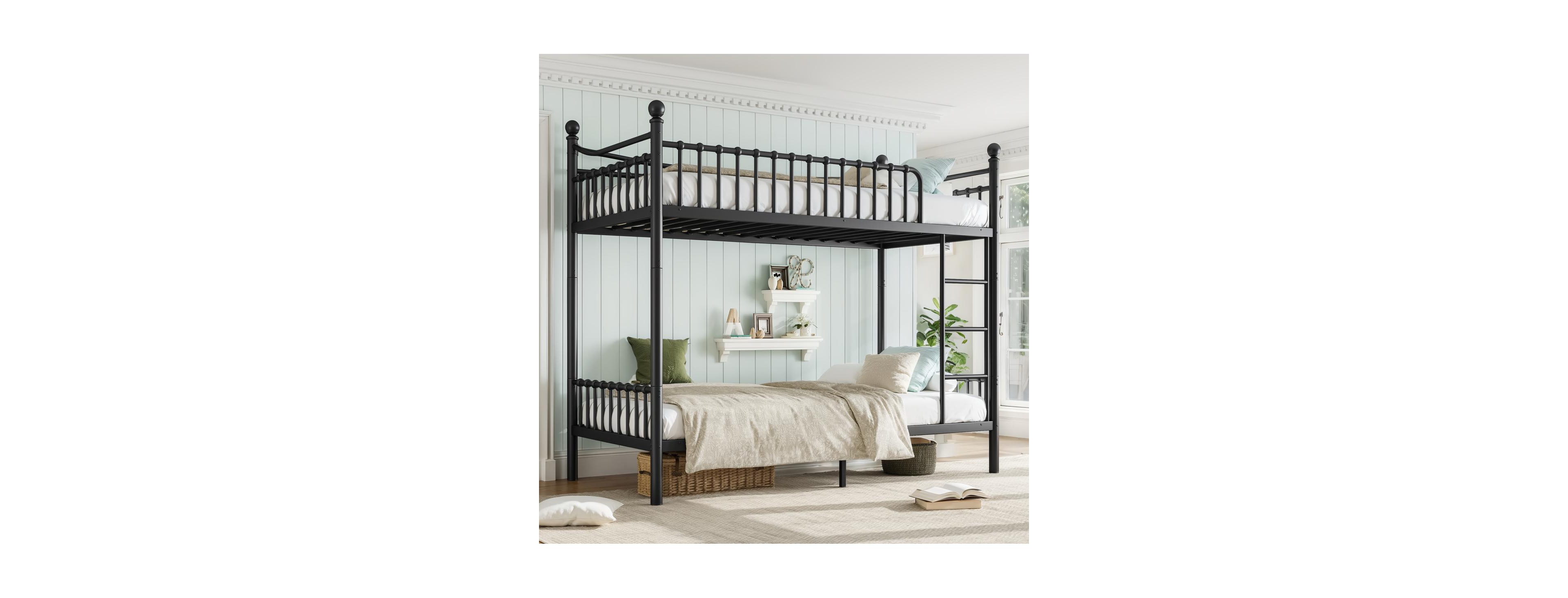 Streamdale Funriture Twin Xl over Metal Bunk Bed with Curved Guardrail