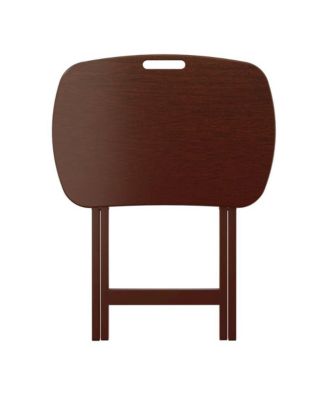 Walnut Snack Table Set - Folding TV Trays with Stand for Dining and Work