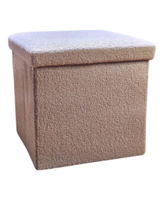 15" Taupe Boucle Cube Storage Ottoman