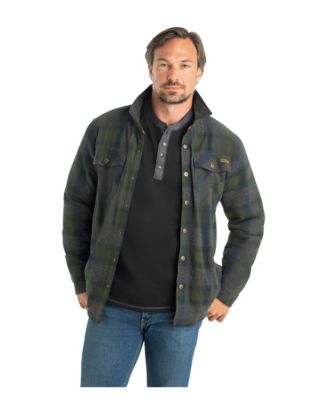 Mens Thermal Lined Plaid Long Sleeve Snap Up Shirt Jacket