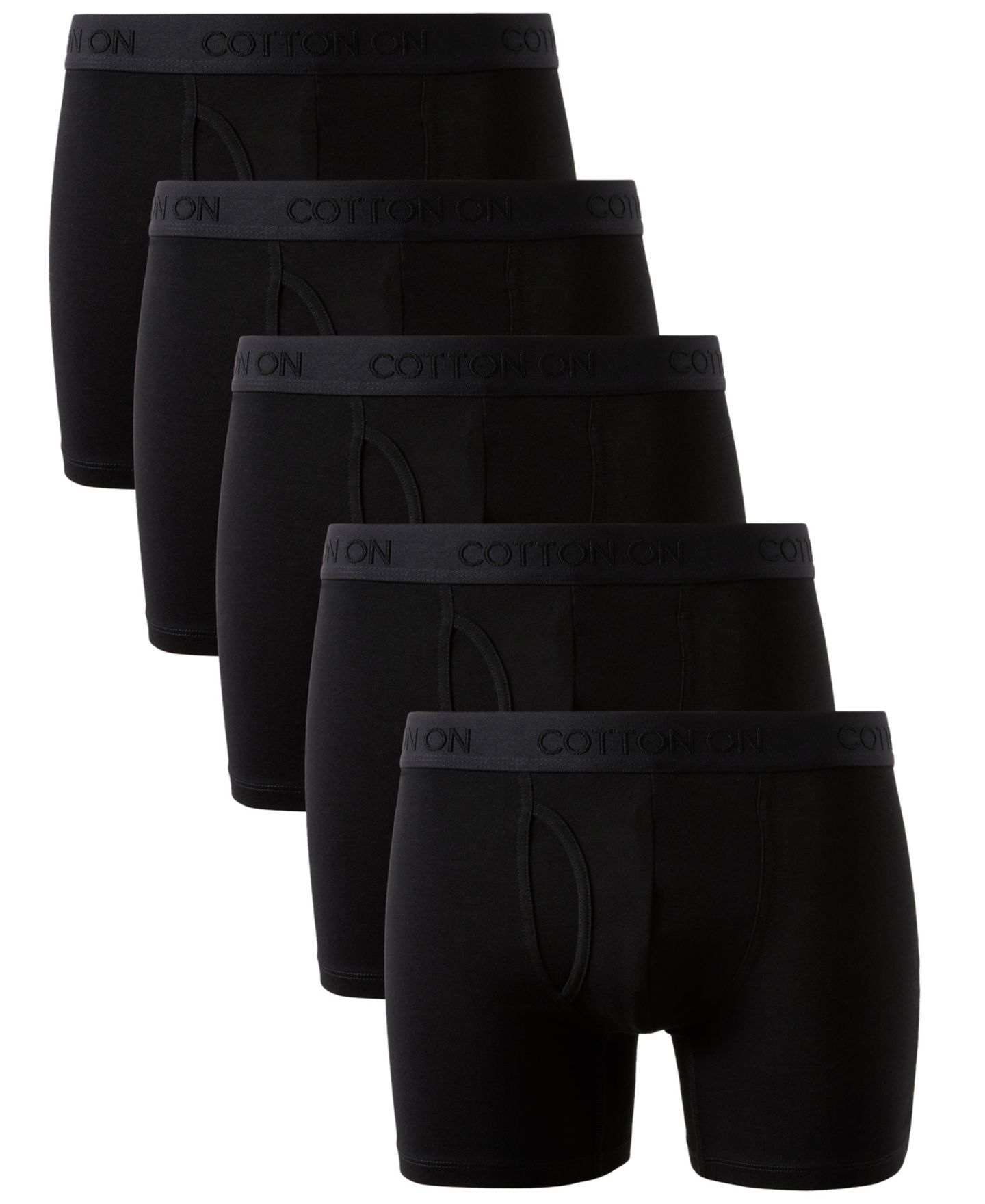 Мужские трусы COTTON ON Cotton-Blend Fully-Lined Pouch Boxer Briefs, 5-Pack, цвет: Чёрный — фото 1