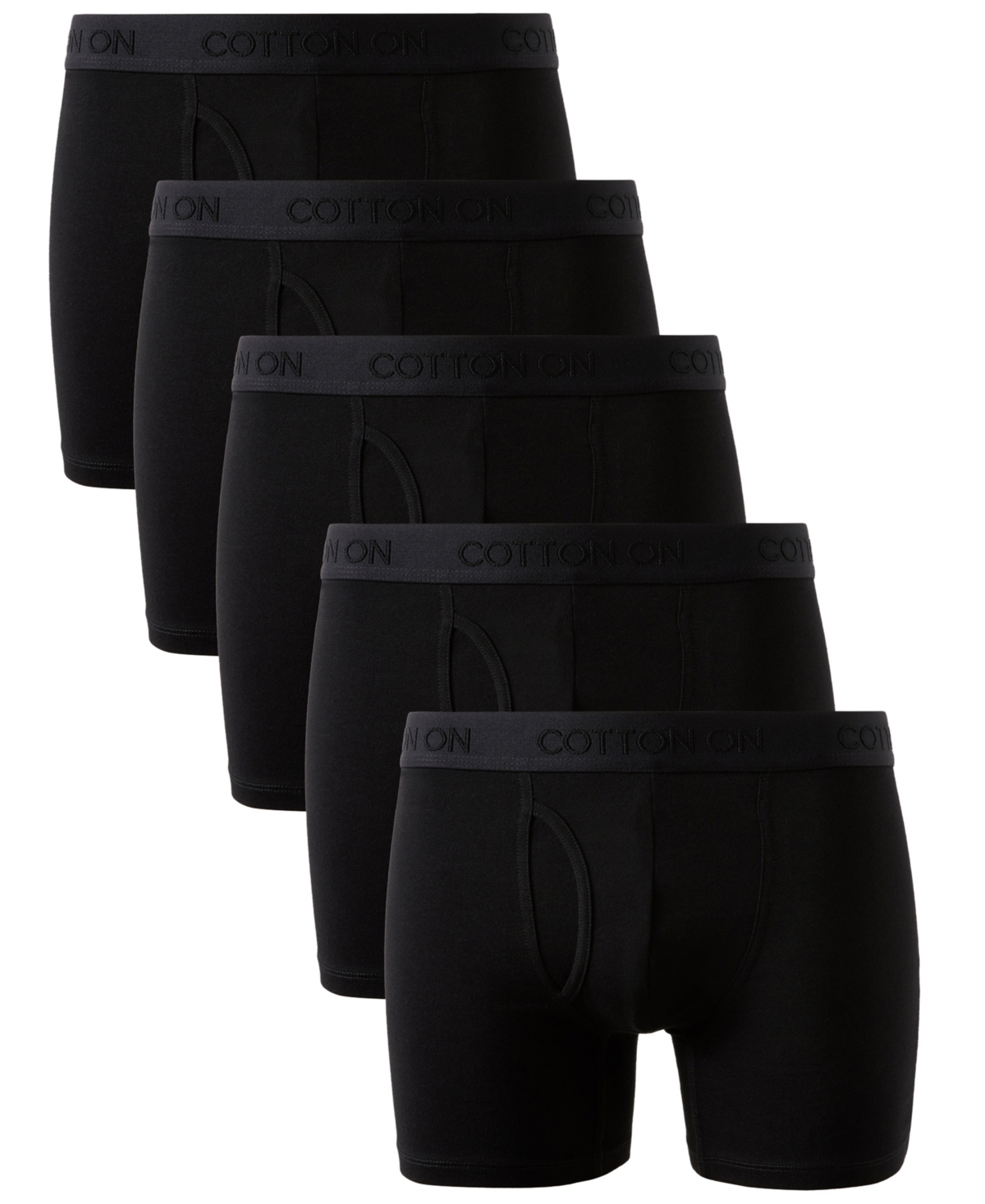 Cotton On Men's Cotton-Blend Fully-Lined Pouch Boxer Briefs, 5-Pack - Black
