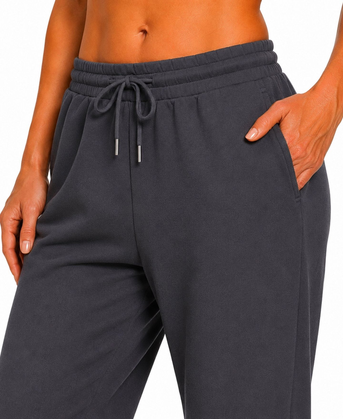 Женские брюки Blue Ice Loose-Fit Heavyweight Fleece Open-Bottom Sweatpants, 3-Pack, цвет: Чёрный угольный меланжевый серый — фото 4