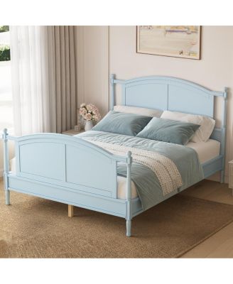 Traditional Wooden Queen Platform Bed Frame with Arched Headboard