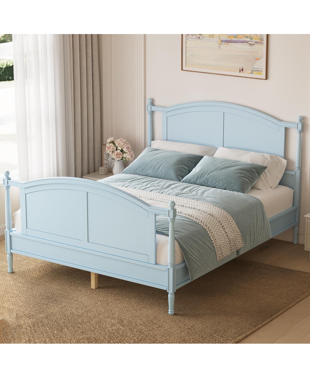 Streamdale Furniture Traditional Wooden Queen Platform Bed Frame with Arched Headboard