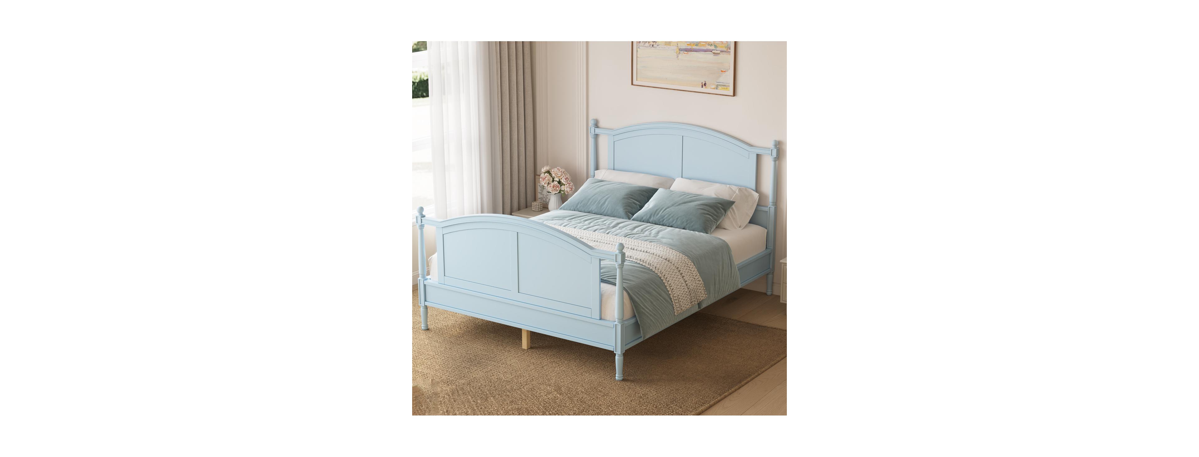 Streamdale Furniture Traditional Wooden Queen Platform Bed Frame with Arched Headboard