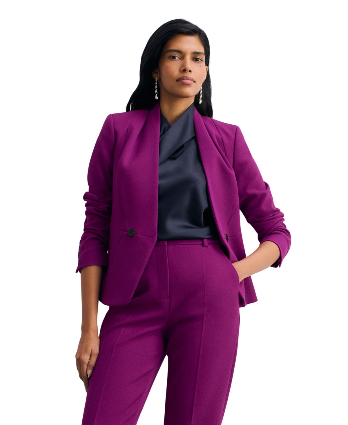 The Fold Women's Arno Double-Breasted V-Neck Statement Blazer