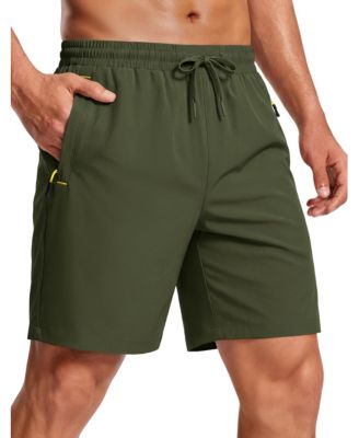 Men's Athletic Quick Dry Hiking Shorts 3 Zipper Pockets Elastic Waist Drawstring Breathable Active Wear
