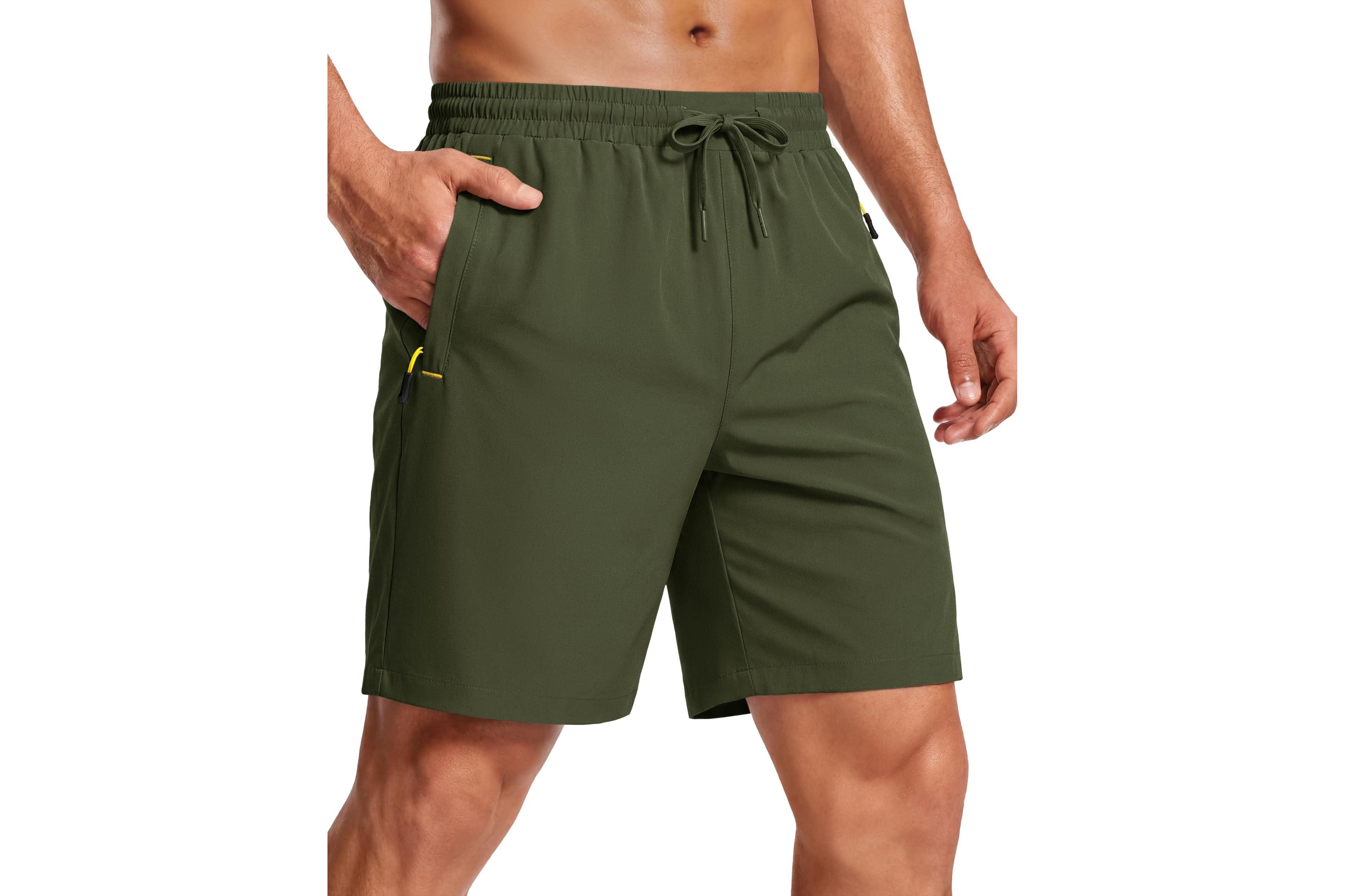 Piscifun Men's Hiking Athletic Zipper-Pocket Shorts, 7" Inseam