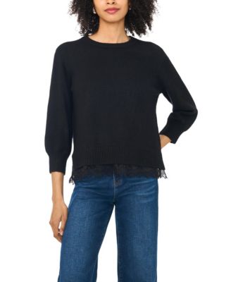 Women's Chenille Embroidery 3/4-Length Sleeve Sweater