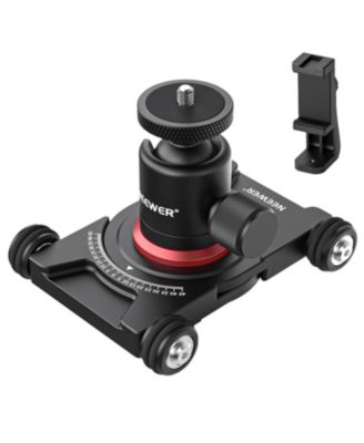 4-Wheeled Camera Slider Dolly Ball Head and Phone Clamp for Smartphones