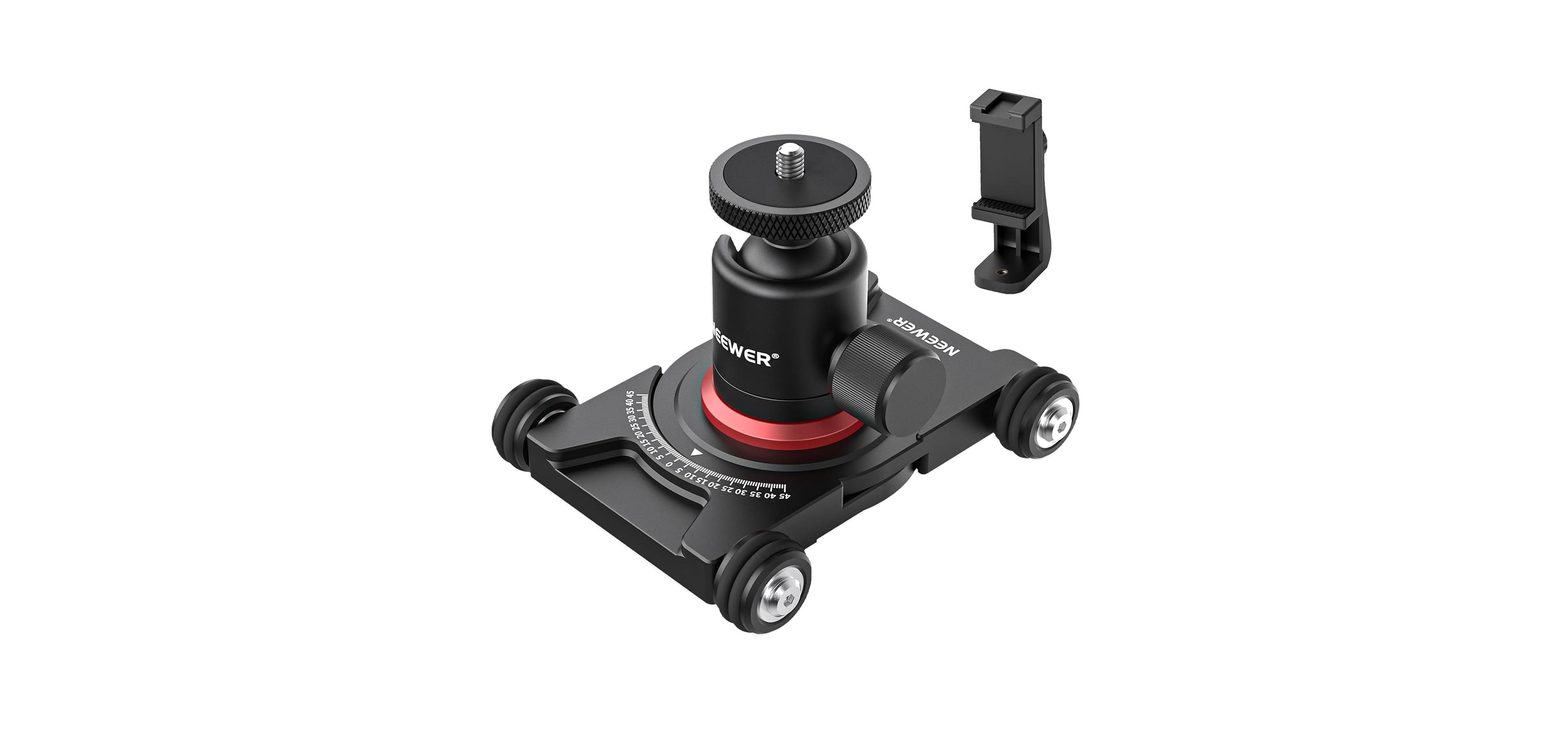 Lamicall 4-Wheeled Camera Slider Dolly Ball Head and Phone Clamp for Smartphones