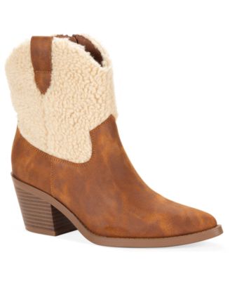 Women's Leiila Block Heel Pointed Toe Shearling Booties