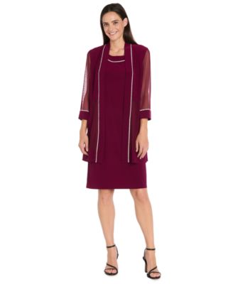 Women's 2Pc. Rhinestone-Trim Sheath Dress & Open-Front Jacket