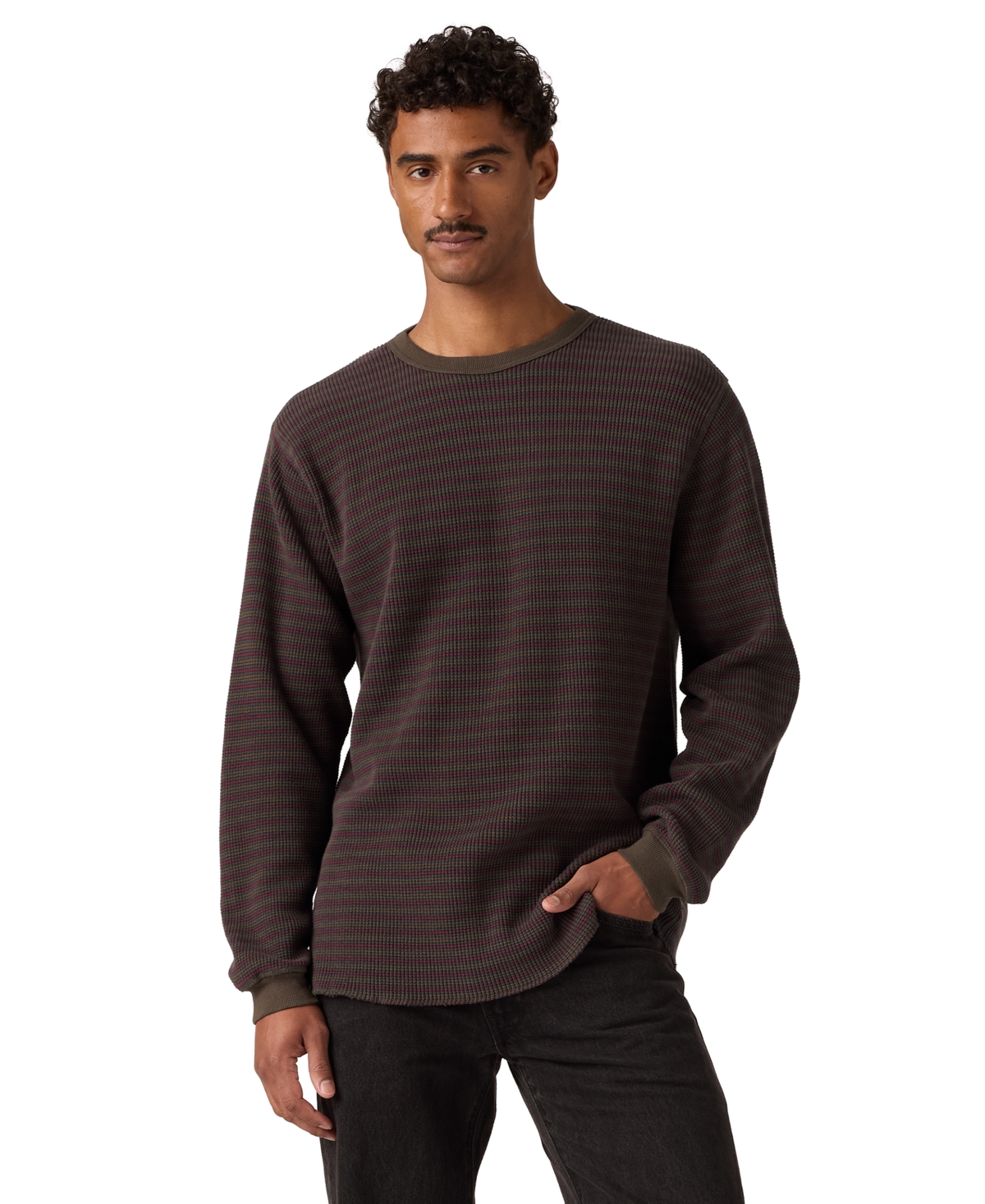 Levi's Men's Long-Sleeve Thermal Waffle-Knit T-Shirt - Coffee