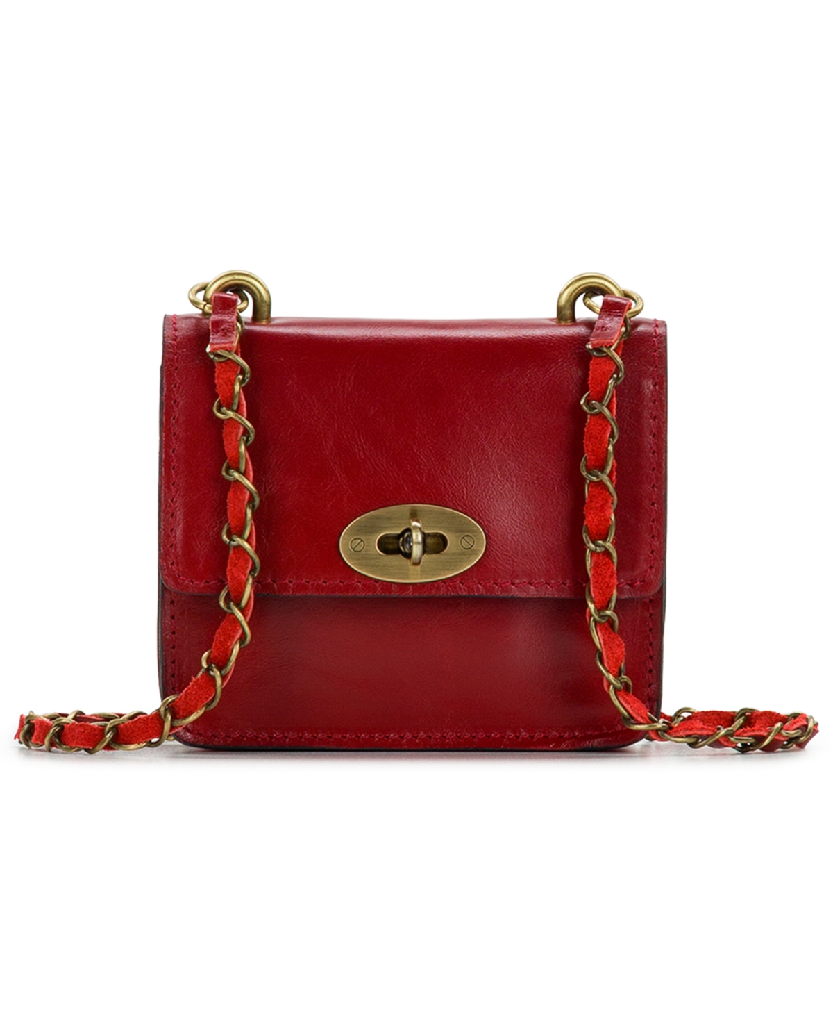 Patricia Nash Windsor Full Grain Leather Mini Chain Crossbody Handbag