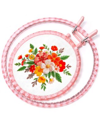 2 Sizes Metal Spring Tension Embroidery Hoops Set for Diy Crafts