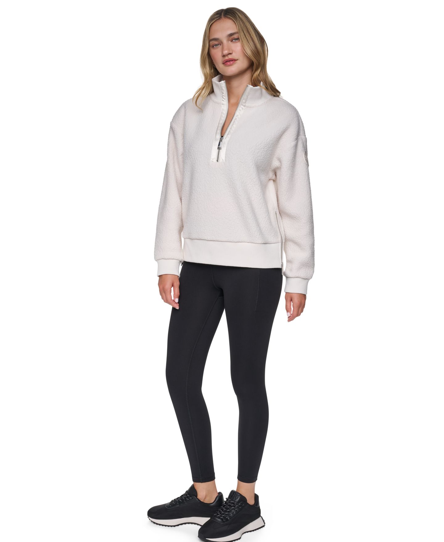 Женский свитер DKNY Sport Sherpa Mock Neck Half-Zip Pullover, цвет: Сливочный — фото 2