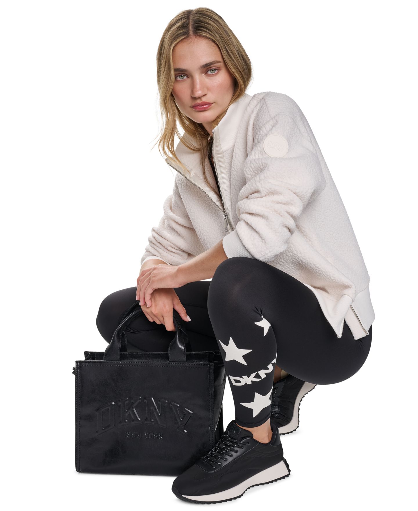 Женский свитер DKNY Sport Sherpa Mock Neck Half-Zip Pullover, цвет: Сливочный — фото 11