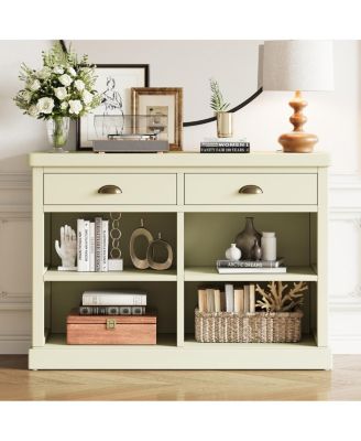  2-Drawer Console Table with Storage Shelves
