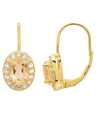 Citrine and White Topaz Oval Dangle Earrings (2 ct. t.w.) in Gold over Silver