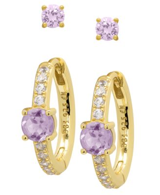 Amethyst and White Topaz Round Drop Stud Earrings (1-1/4 ct. t.w.) in Gold Over Sterling Silver