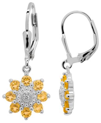 Citrine Floral Dangle Earrings (1-1/8 ct. t.w.) in Sterling Silver