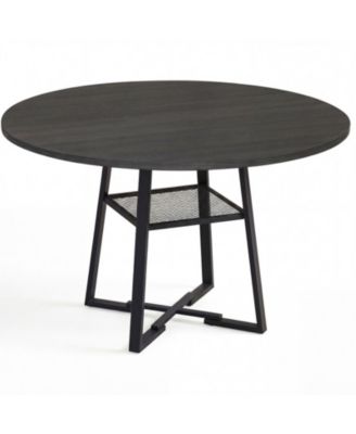 47.5 Inch Round Dining Table with Metal Mesh Storage Shelf