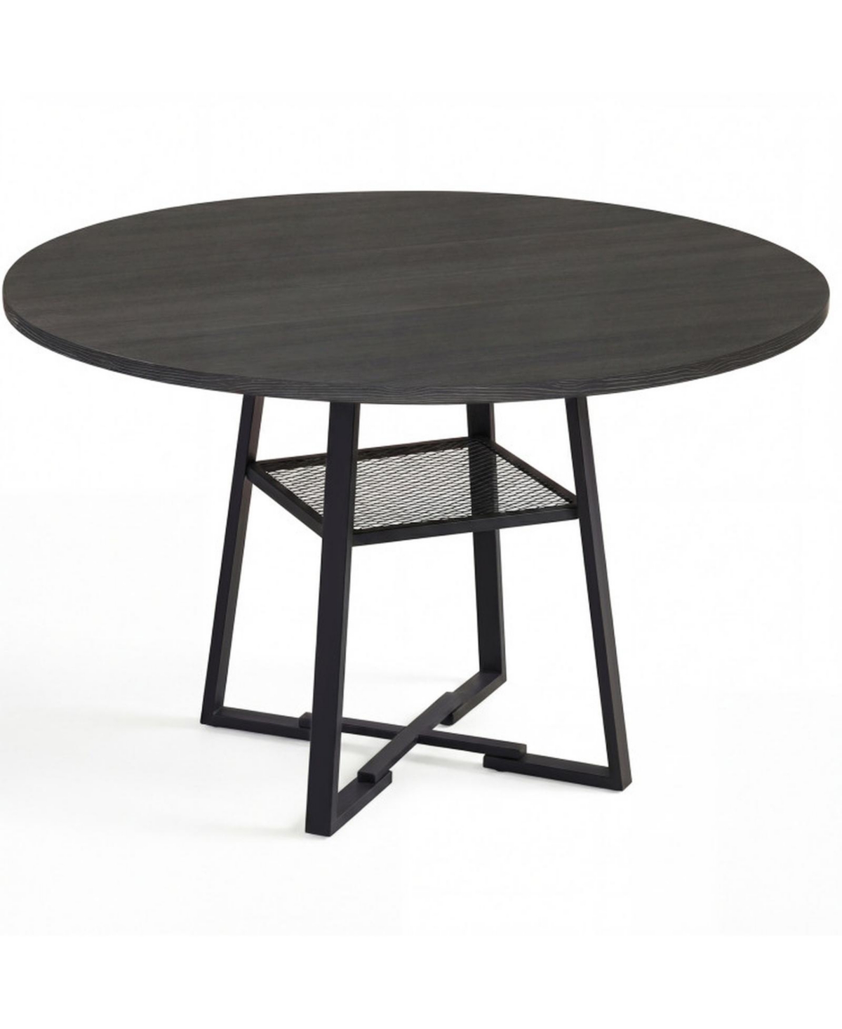Gouun 47.5 Inch Round Dining Table with Metal Mesh Storage Shelf