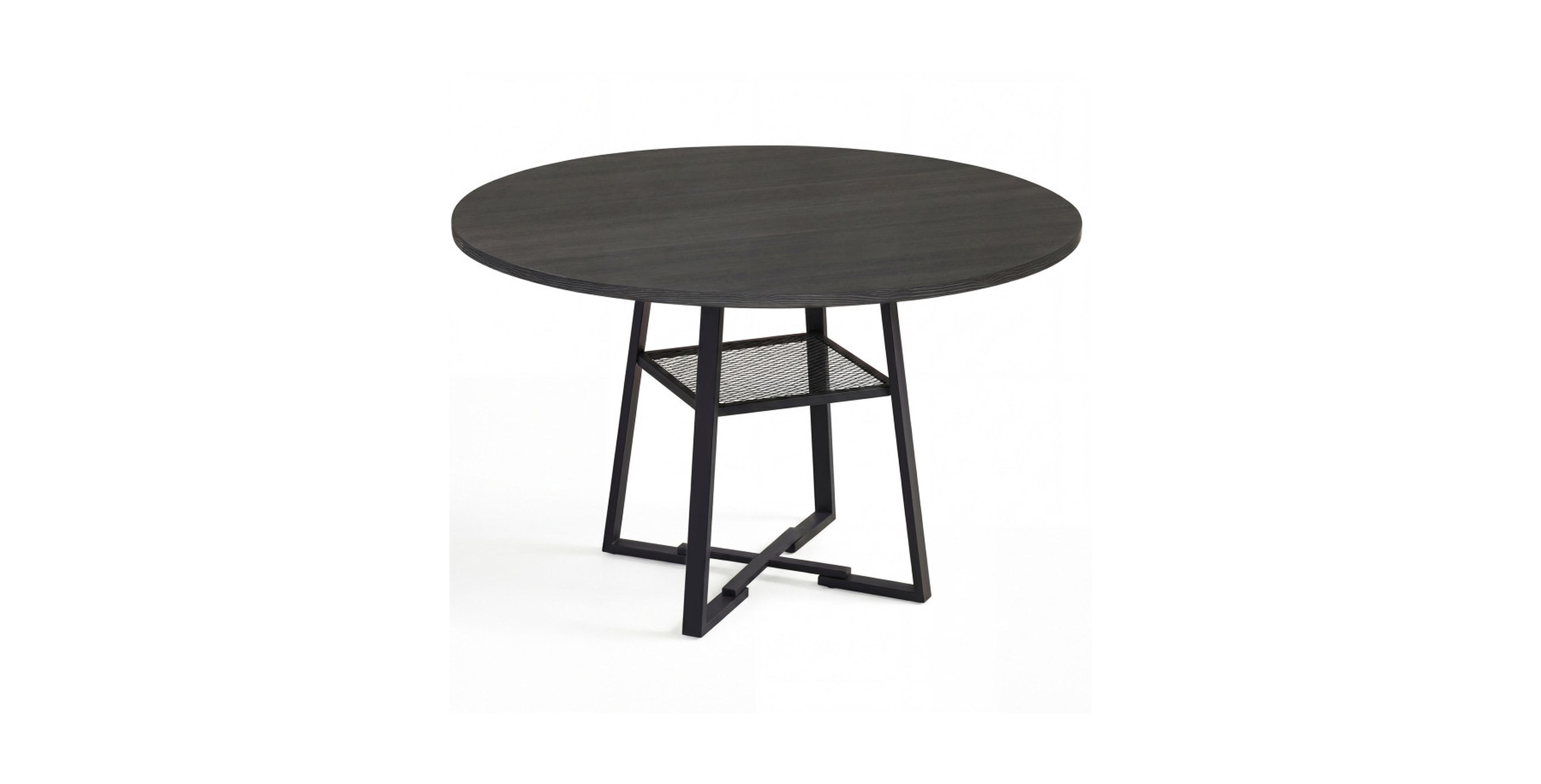 Gouun 47.5 Inch Round Dining Table with Metal Mesh Storage Shelf