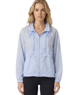 Women's Lace-Inset Lightweight Floral-Print Jacket