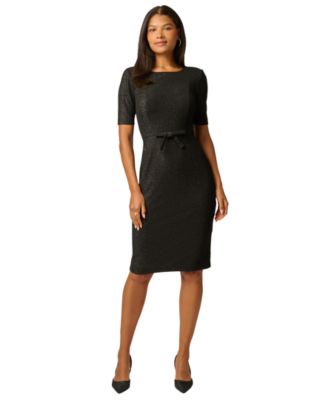 Women's Bow-Waist Short-Sleeve Knee-Length Dress