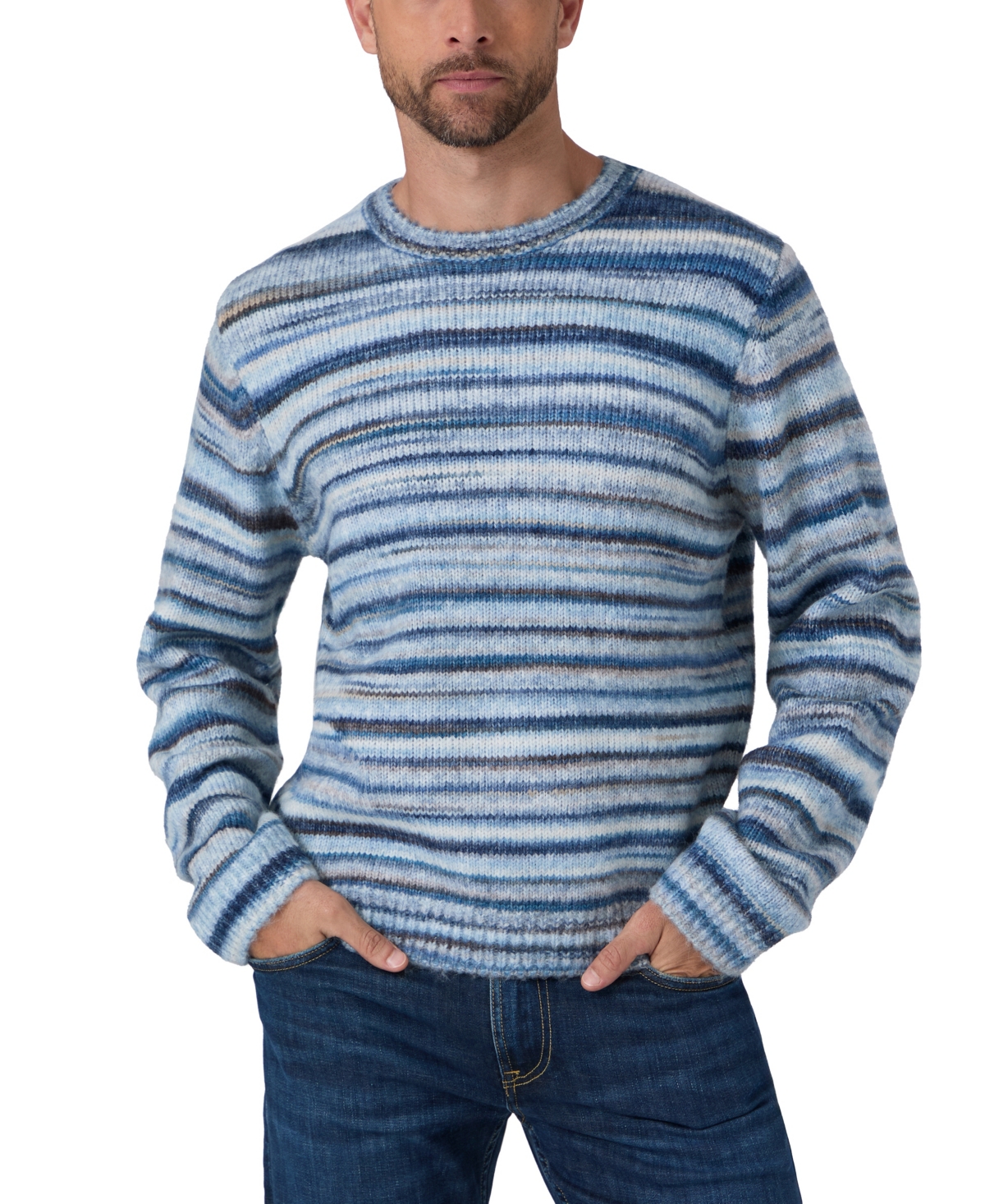 Guess Women's Zayn Wool-Blend Striped Crewneck Long-Sleeve Sweater