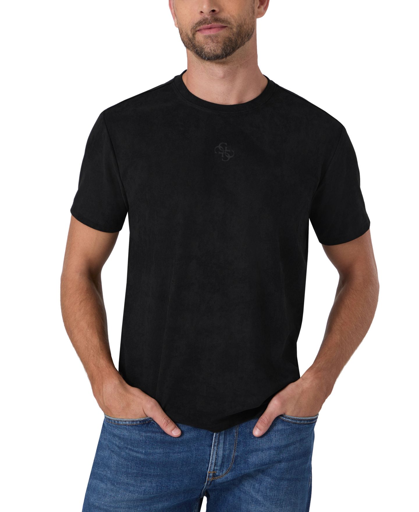 Мужская футболка GUESS Garrett Quatro Q Short Sleeve, цвет: Угольно-чёрный разноцветный — фото 3