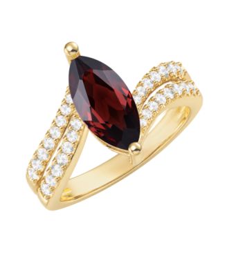 Gemstone & White Topaz Ring (5/8 ct. t.w.) in Sterling Silver or 14k Gold Over Sterling Silver (Available in Amethyst, Garnet, Citrine, and Blue Topaz)
