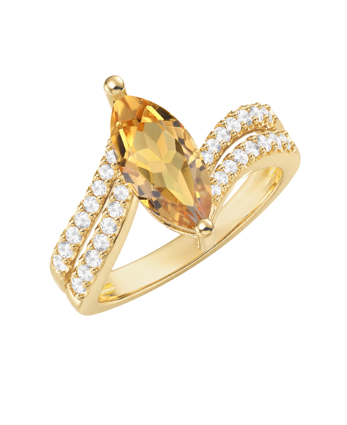 Amethyst & White Topaz Ring (1-5/8 ct. t.w. Amethyst, 5/8 ct. t.w. White Topaz) in 14K Gold Over Sterling Silver - Citrine
