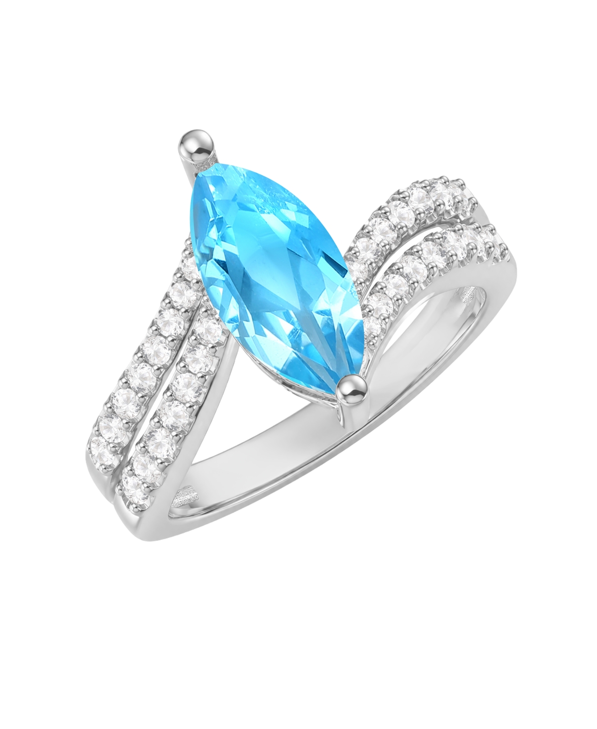 Amethyst & White Topaz Ring (1-5/8 ct. t.w. Amethyst, 5/8 ct. t.w. White Topaz) in 14K Gold Over Sterling Silver - Blue Topaz