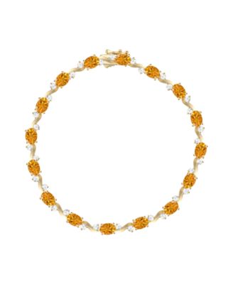Gemstone & White Topaz Bracelet (1 ct. t.w. White Topaz) in Sterling Silver or 14k Gold Over Sterling Silver (Available Amethyst, Garnet, Citrine, and Blue Topaz)