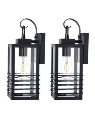 14.6 Inch Matte Outdoor Wall Lantern Exterior Waterproof Light with Glass Shade Porch Sconce for House Garage ETL Listed