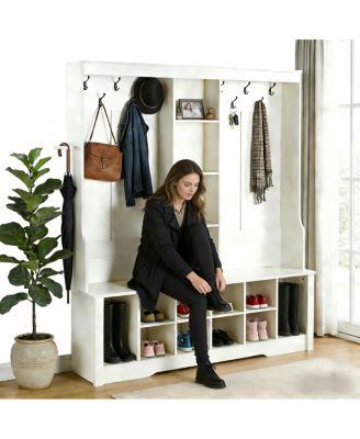 Itaar 3 in 1 Hall Tree with Bench Coat Rack and Shoe Storage