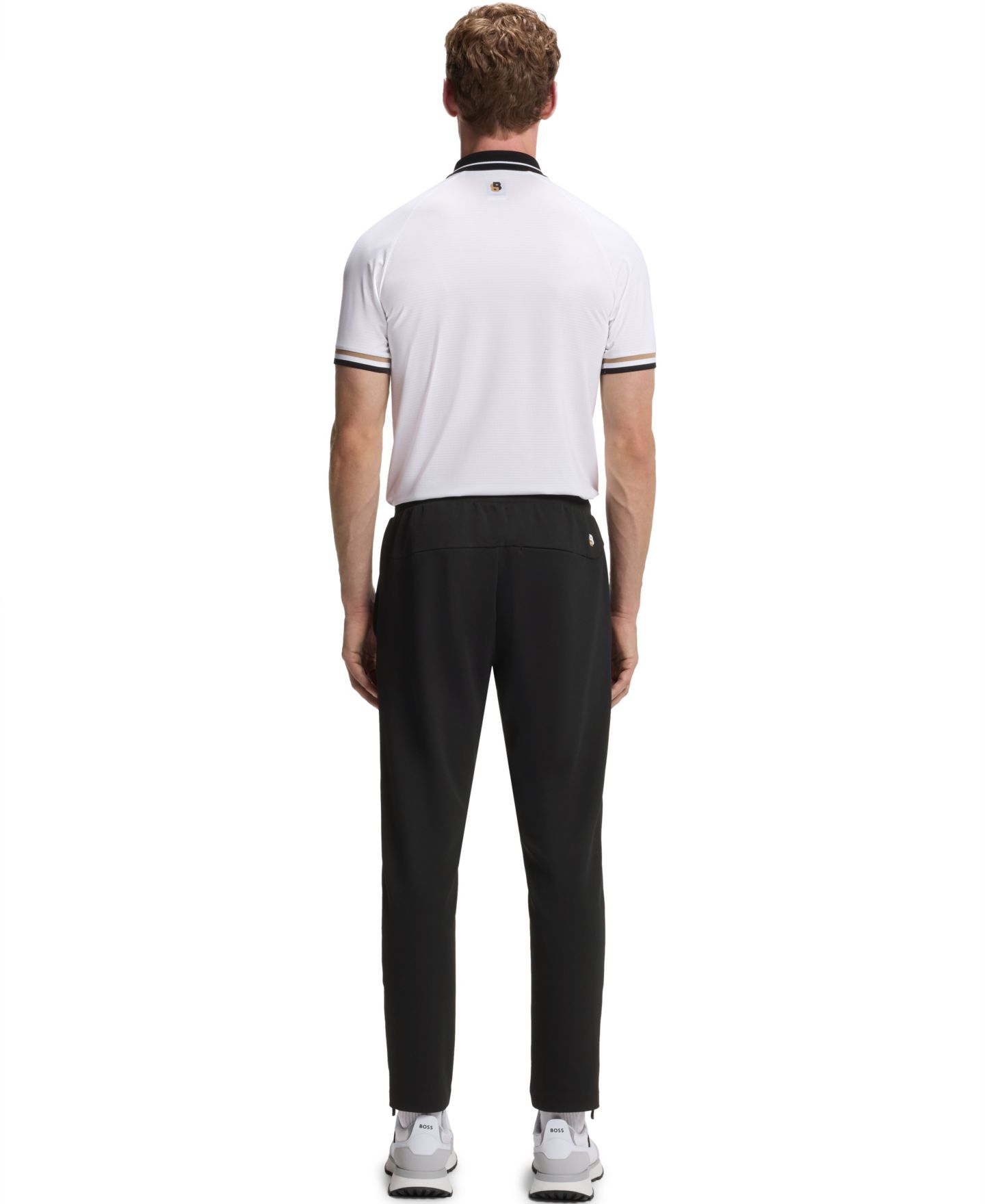 Мужские брюки Hugo Boss Spin Long Stretch Regular-Fit Gabardine Track Pants, цвет: Чёрный — фото 2