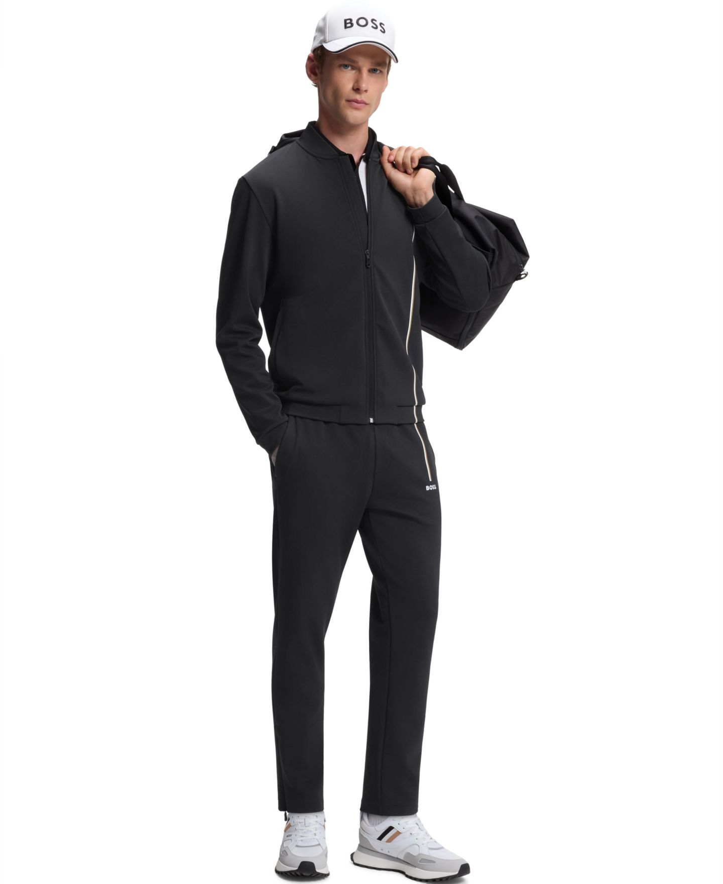 Мужской свитшот Hugo Boss Stretch Regular-Fit Full-Zip, цвет: Чёрный — фото 4
