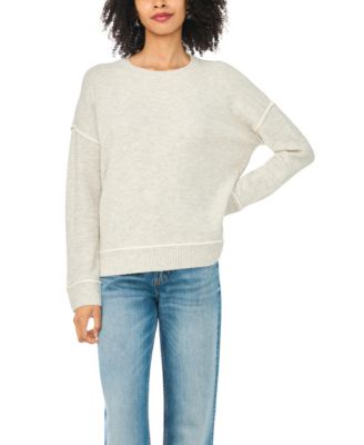 Women's Long Sleeve Crewneck with Contrast Stitching Sweater