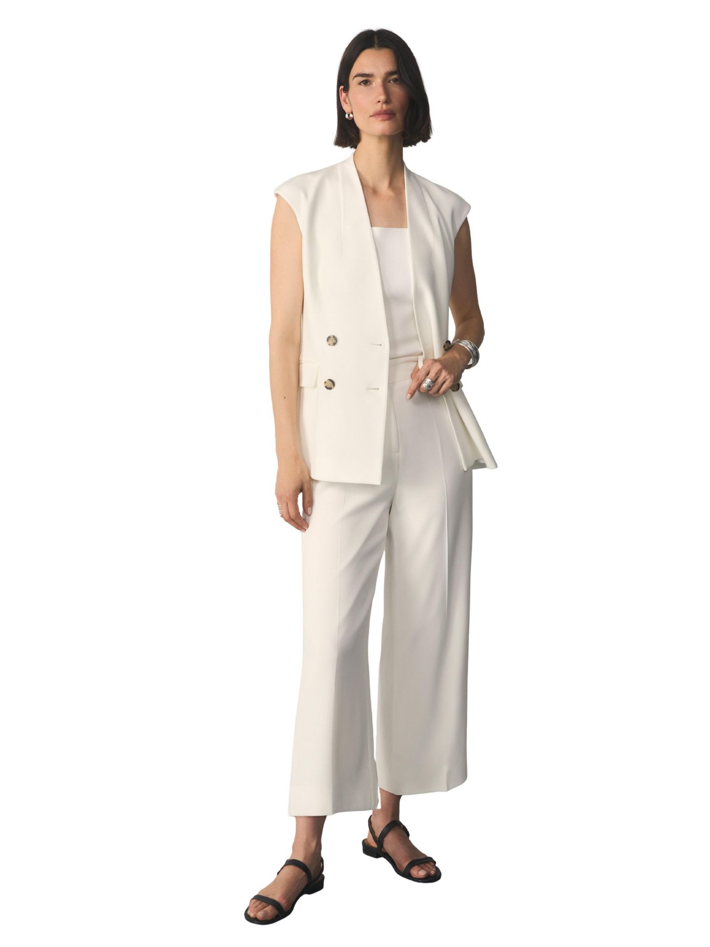 Женские брюки The Fold Clever Crepe Adelaide Cropped, цвет: Белый — фото 2