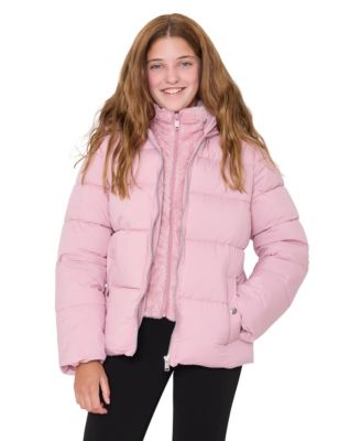 Girls' 6-16 Faux-Sherpa-Vestee Hooded Puffer Coat