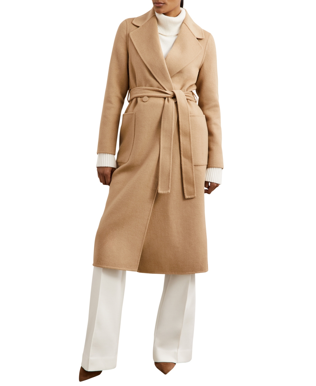 Reiss Petite Lucia Double-Breasted Wool-Blend Long Coat