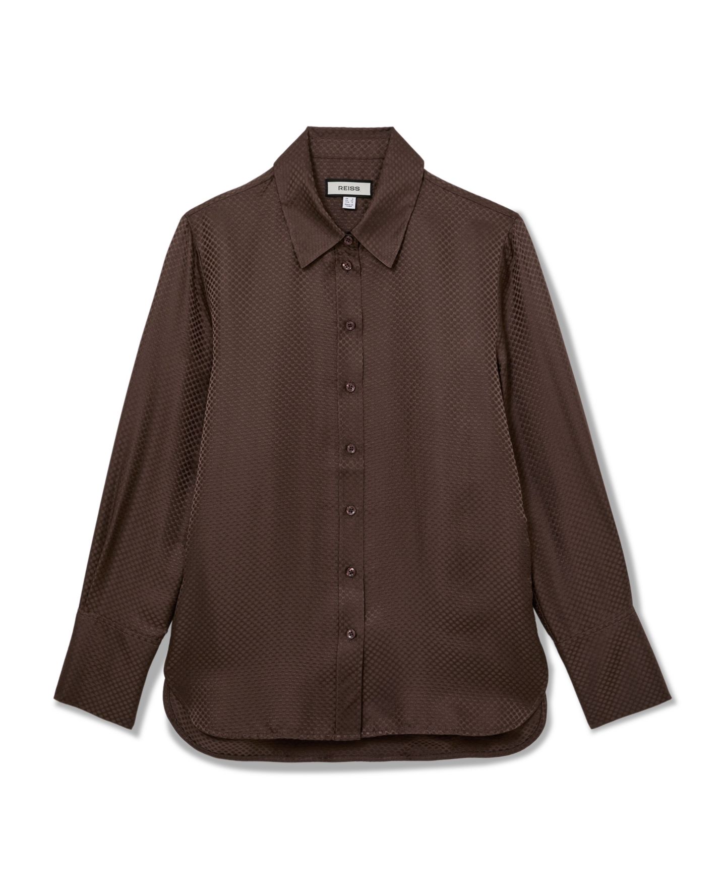 Женская рубашка REISS Aliana Long-Sleeve Collared Silk, цвет: Мокко — фото 5