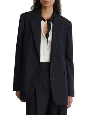 Women's Beck Wool Pinstripe Single-Breasted Relaxed-Fit Suit Blazer