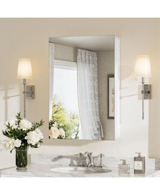 16 x 24 in Frameless Surface/Recessed Aluminum Mirrored Rectangle Medicine Cabinet With Adjustable Shelves