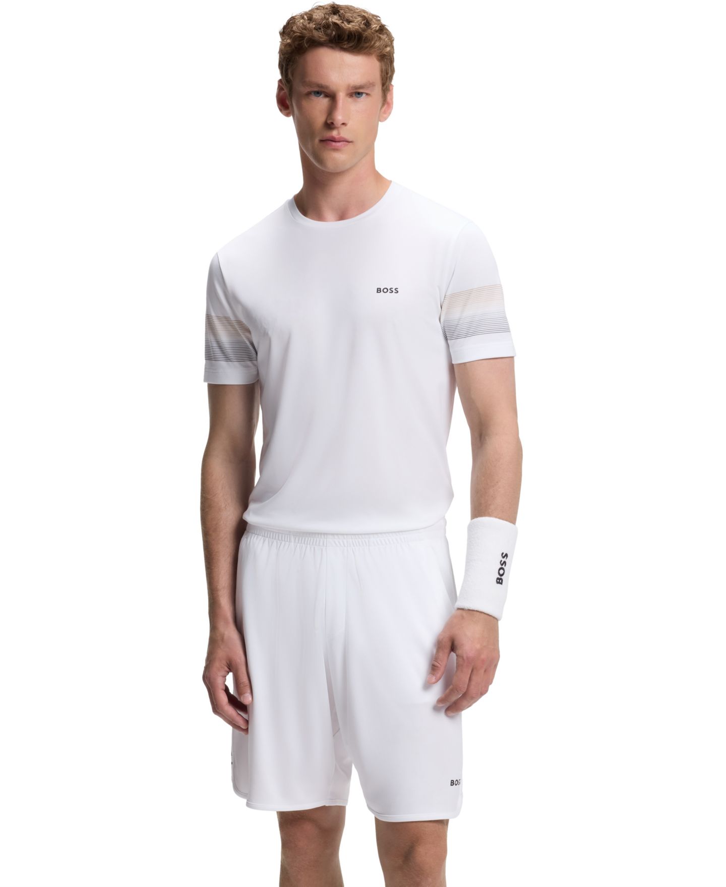 Мужская футболка Hugo Boss BOSS by Court 2 Slim-Fit Logo, цвет: Белый — фото 1